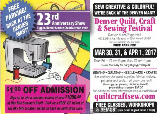 Quilt, Craft, and Sewing Expo - March 30th thru April 1st.