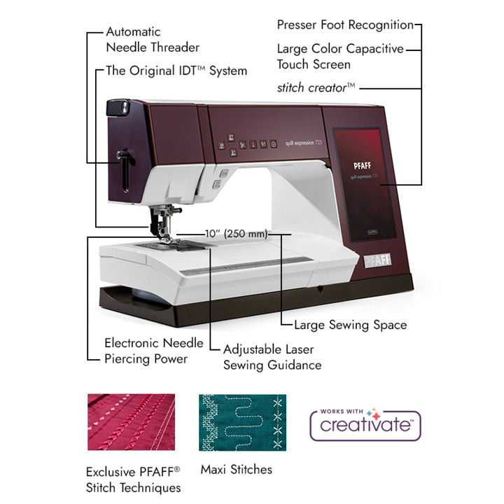 PFAFF quilt expression™ 725 sewing and quilting machine